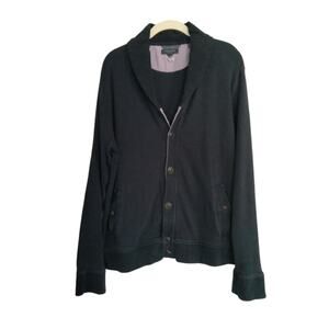 Ted Baker Size 5 Navy Button Front Shawl Collar Grandpa Sweatshirt Cardigan
